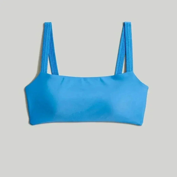 Madewell Scrunchy Strap Square Neck Bikini Top Ornamental Blue XS NWT - Picture 4 of 7